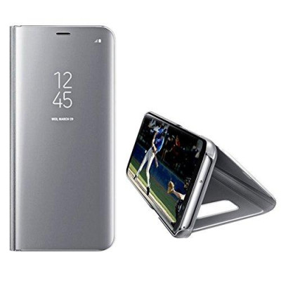 Кожени калъфи Кожени калъфи за Samsung  Калъф тефтер огледален CLEAR VIEW за Samsung Galaxy S20 G980 сребрист 